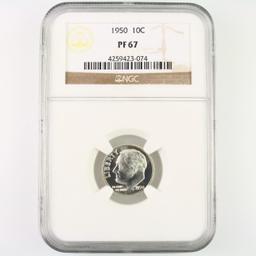 Certified 1950 proof U.S. Roosevelt dime