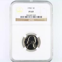 Certified 1958 proof U.S. Jefferson nickel