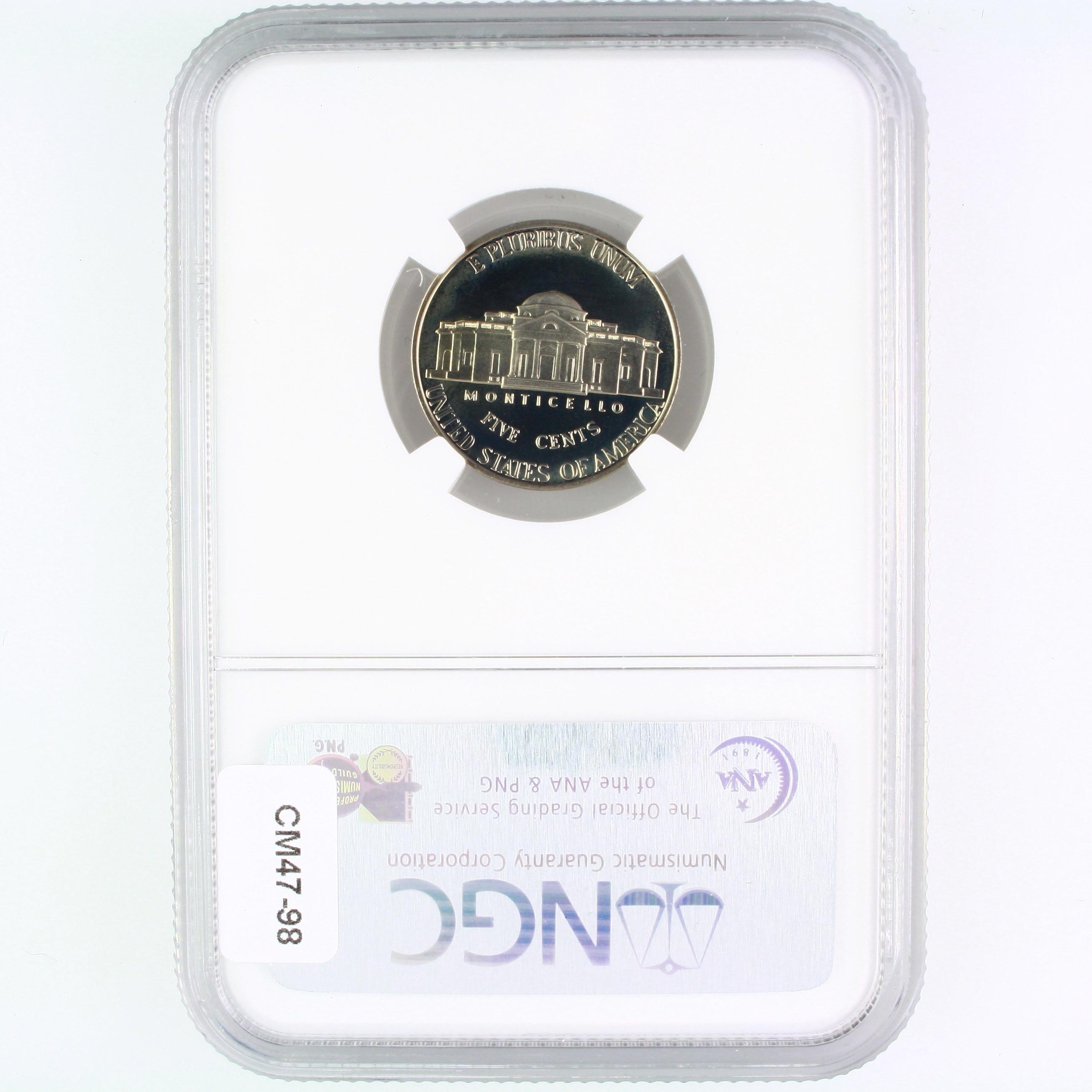Certified 2001-S proof U.S. Jefferson nickel