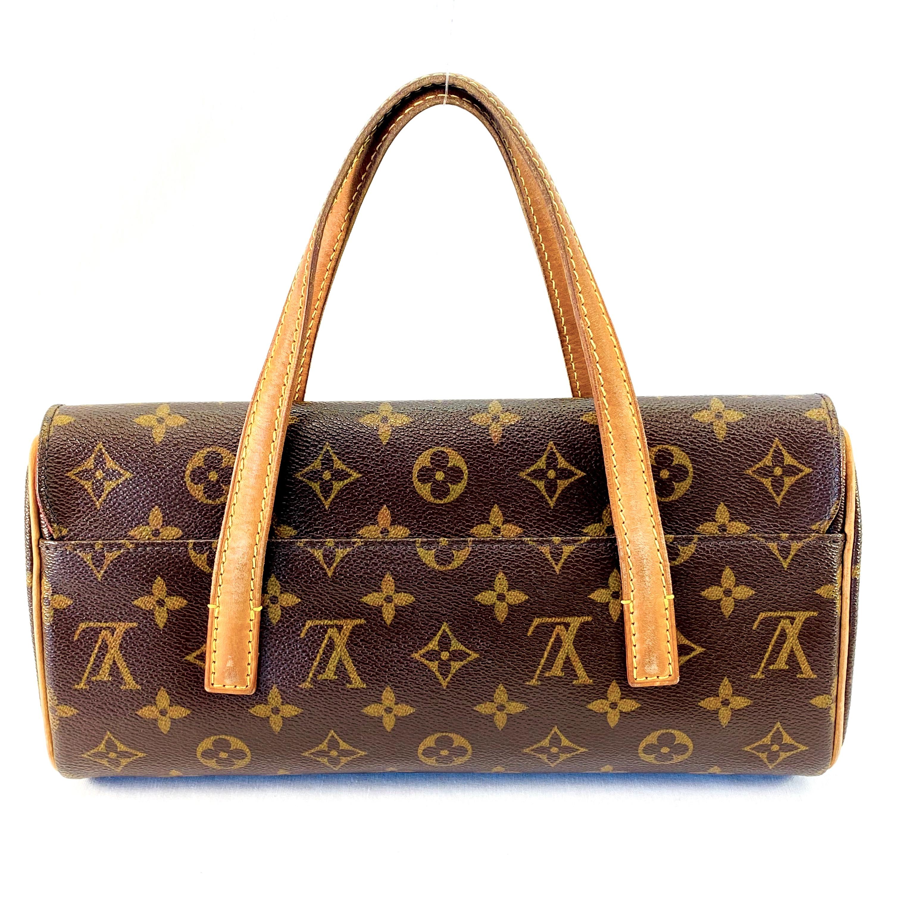 Authentic estate Louis Vuitton "Sonatine" canvas & leather handbag