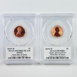 Certified 2-piece proof & reverse proof 2019-W autographed U.S. Lincoln cents