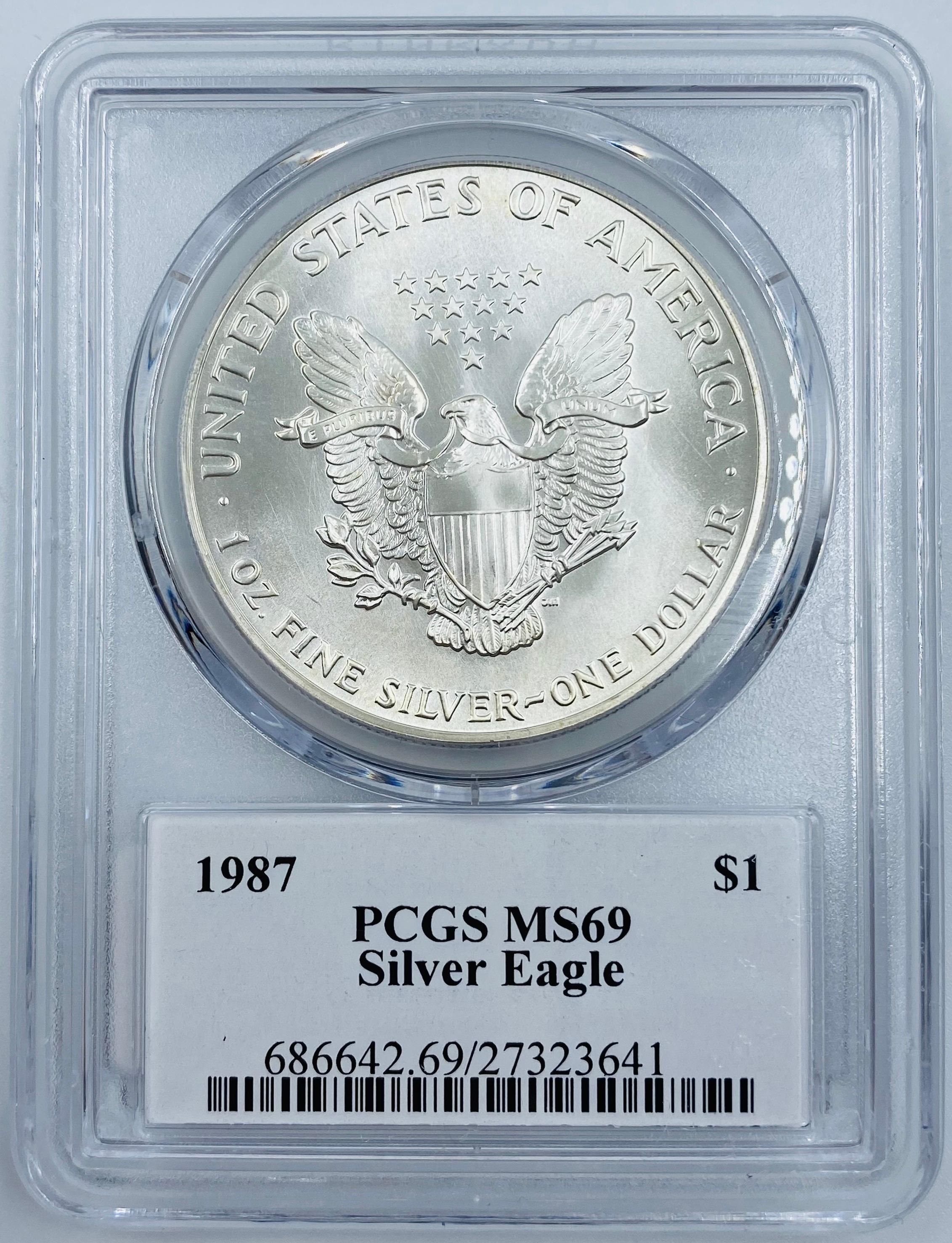 Certified 1987 autographed U.S. American Eagle silver dollar