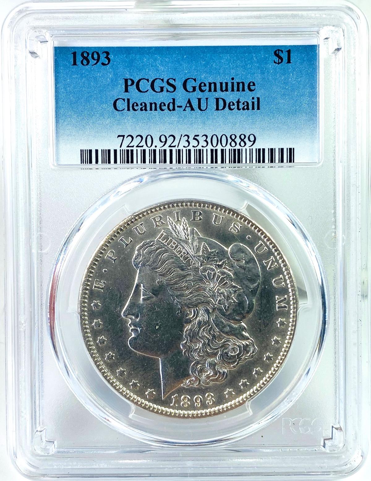 Certified 1893 U.S. Morgan silver dollar