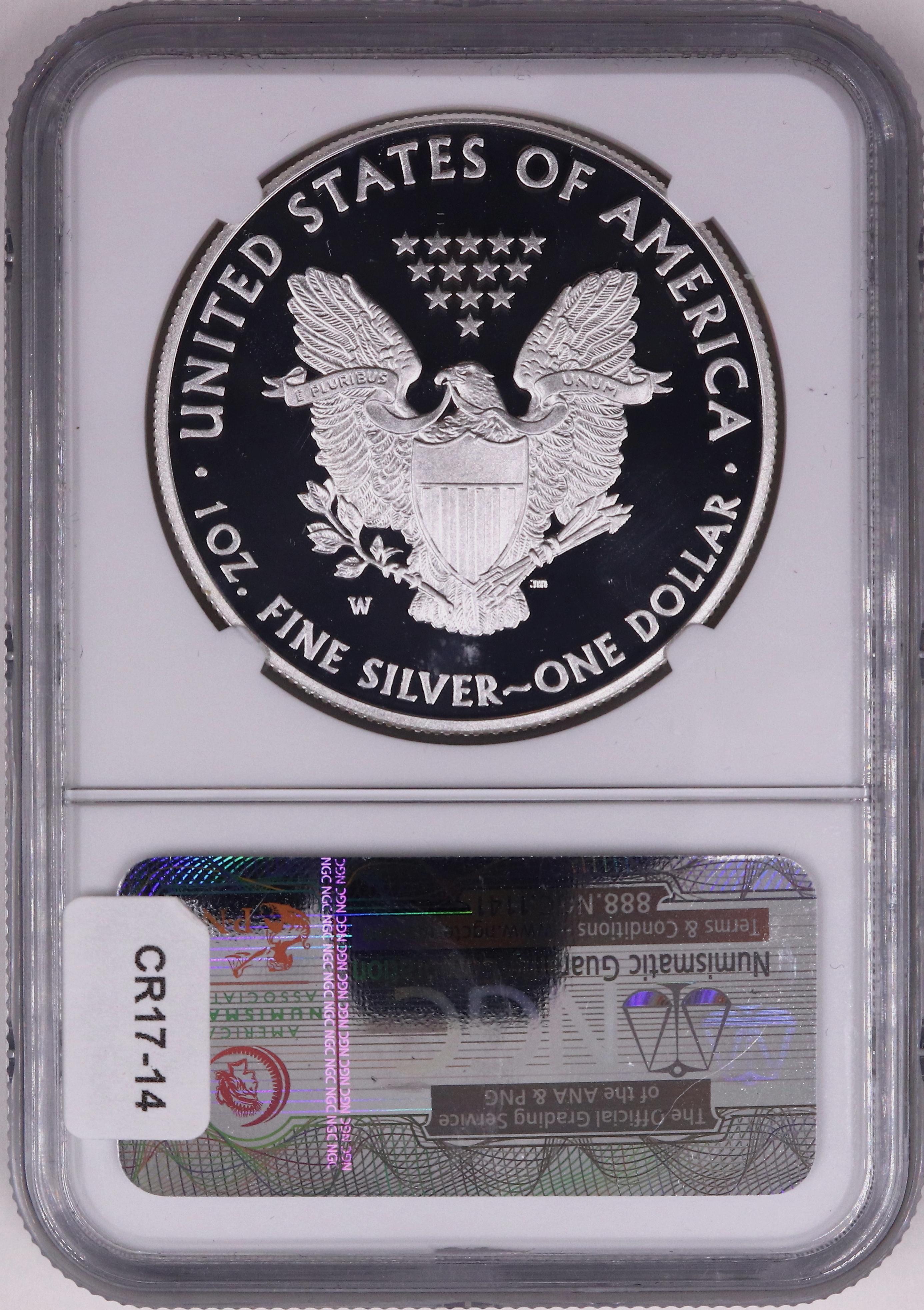 Certified 2015-W proof U.S. American Eagle silver dollar