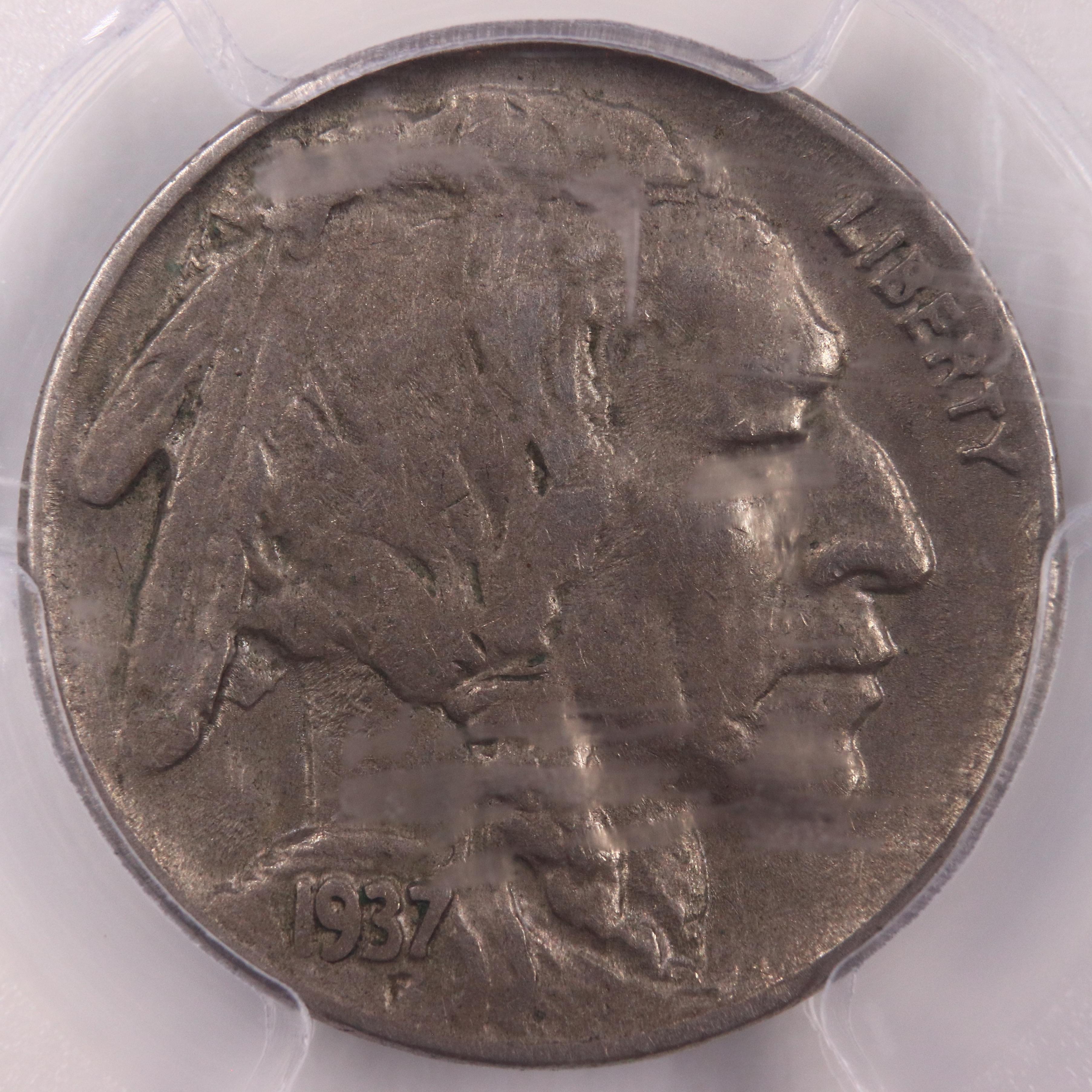 Certified 1937-D 3-legged U.S. buffalo nickel