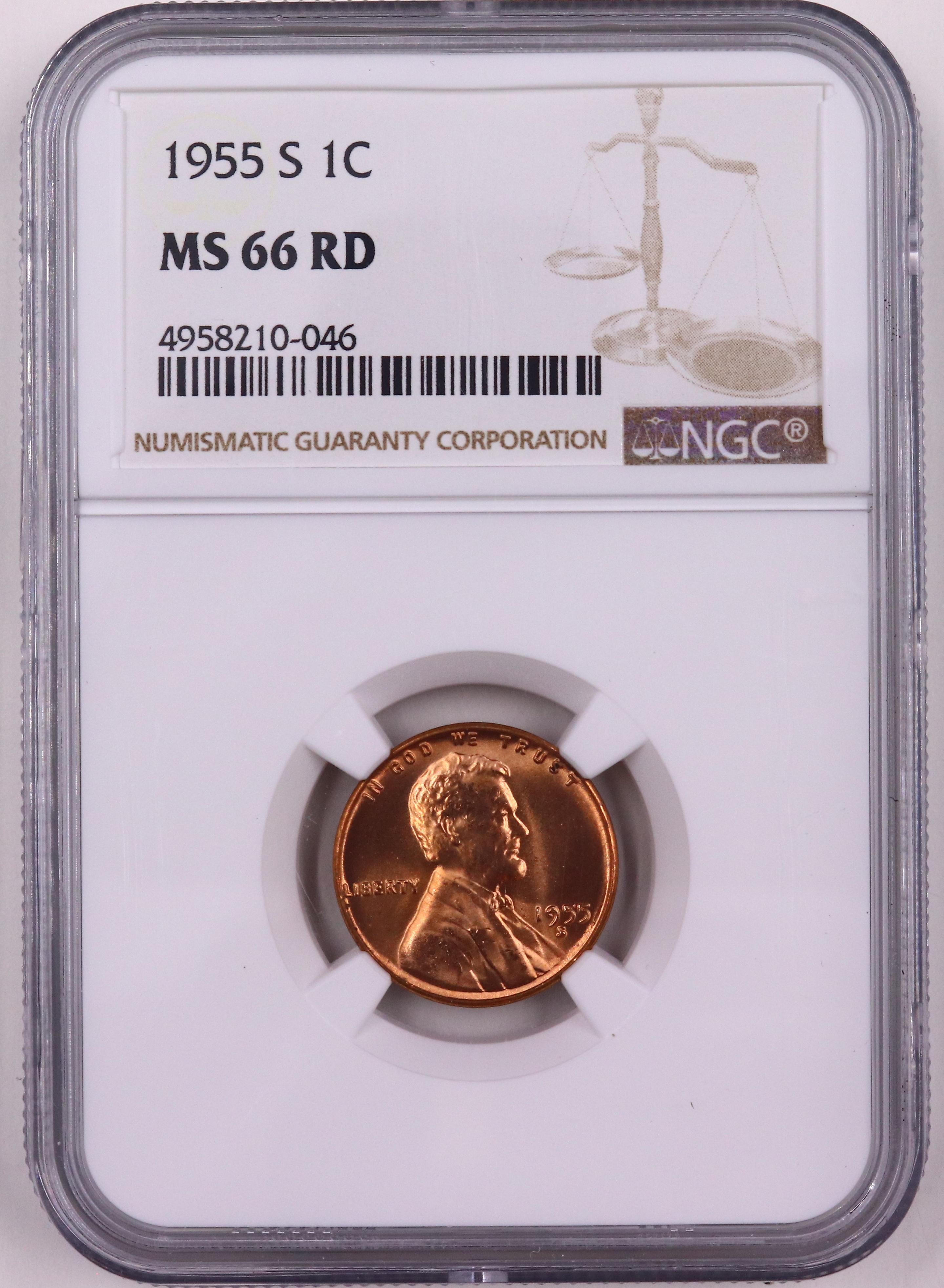 Certified 1955-S U.S. Lincoln cent