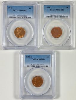 Lot of 3 certified uncirculated U.S. Lincoln cents