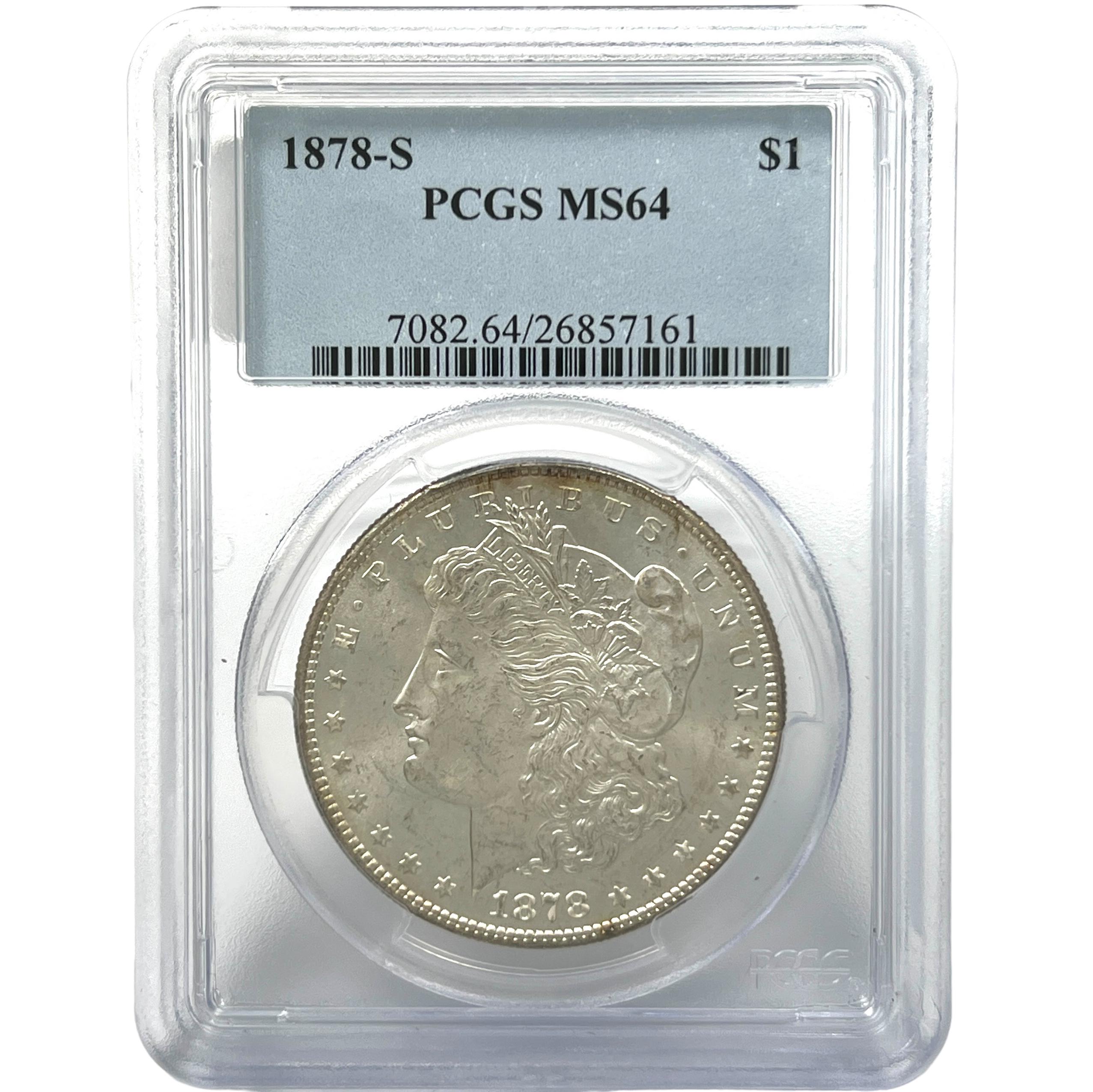 Certified 1878-S U.S. Morgan silver dollar