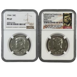Pair of certified uncirculated & proof U.S. Kennedy half dollars