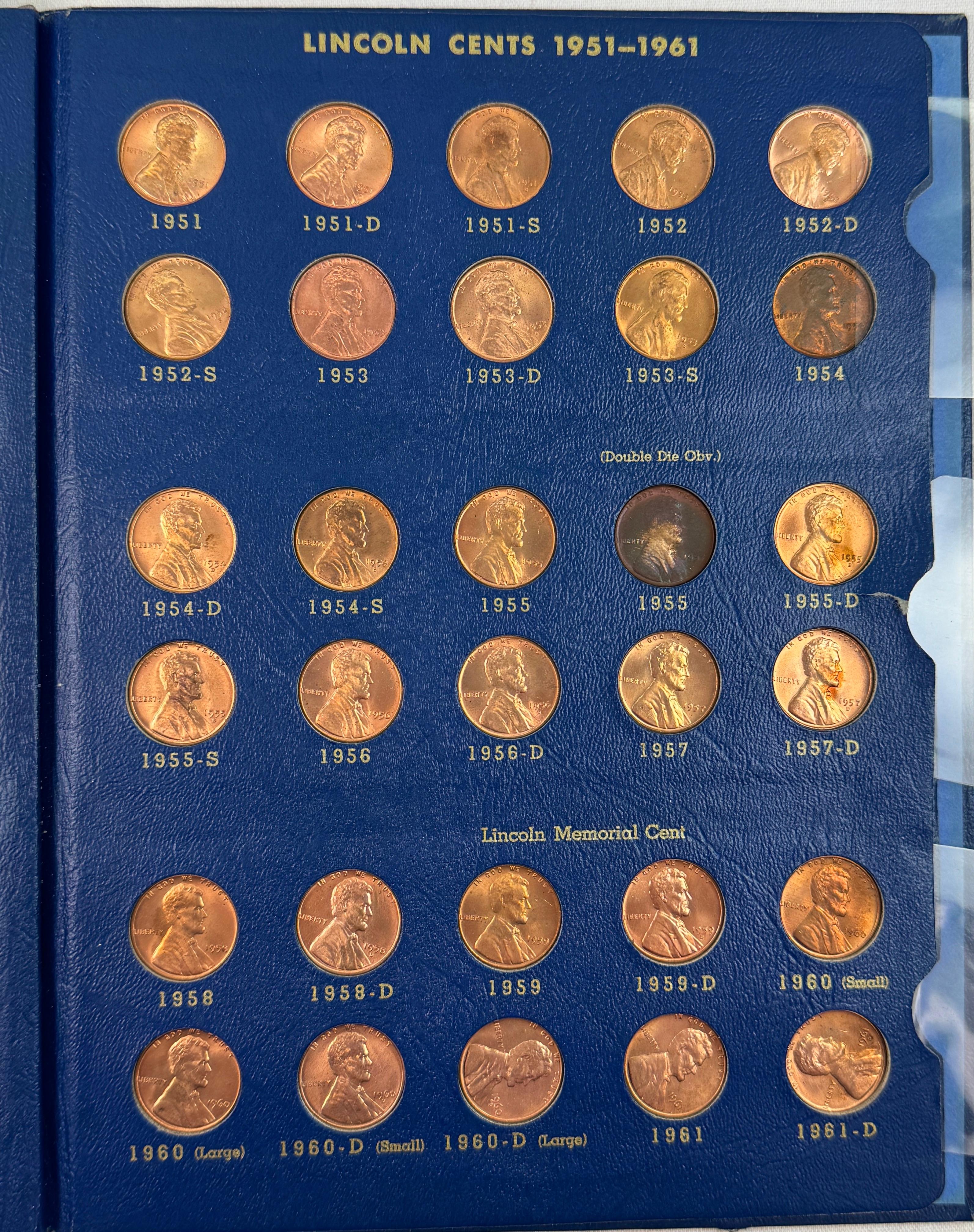 Complete 66-piece set of uncirculated 1941-1964 U.S. Lincoln cents