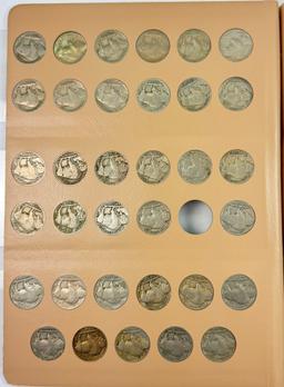 Near-complete 63-piece set of circulated U.S. buffalo nickels