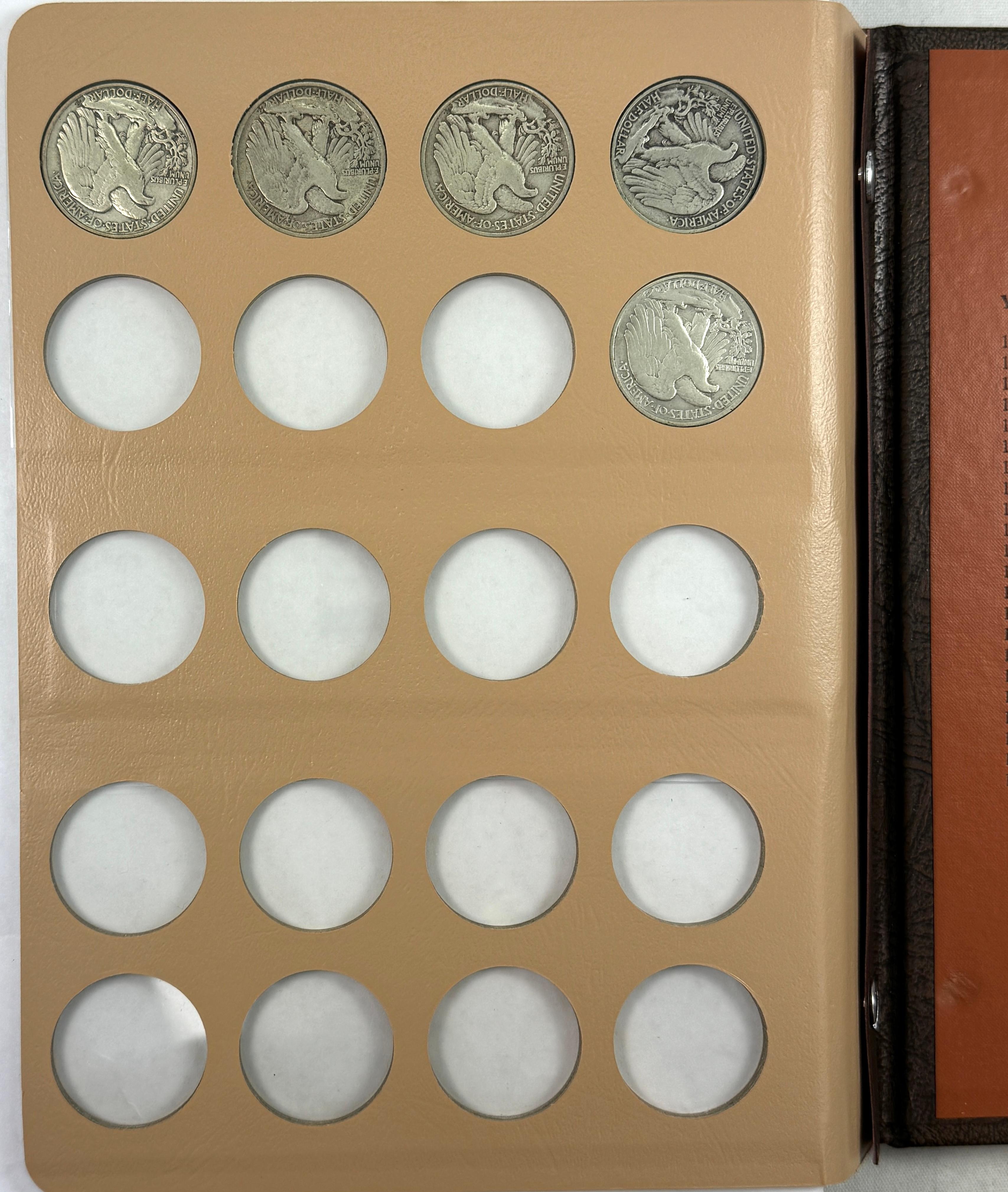 Near-complete 63-piece set of circulated U.S. walking Liberty half dollars