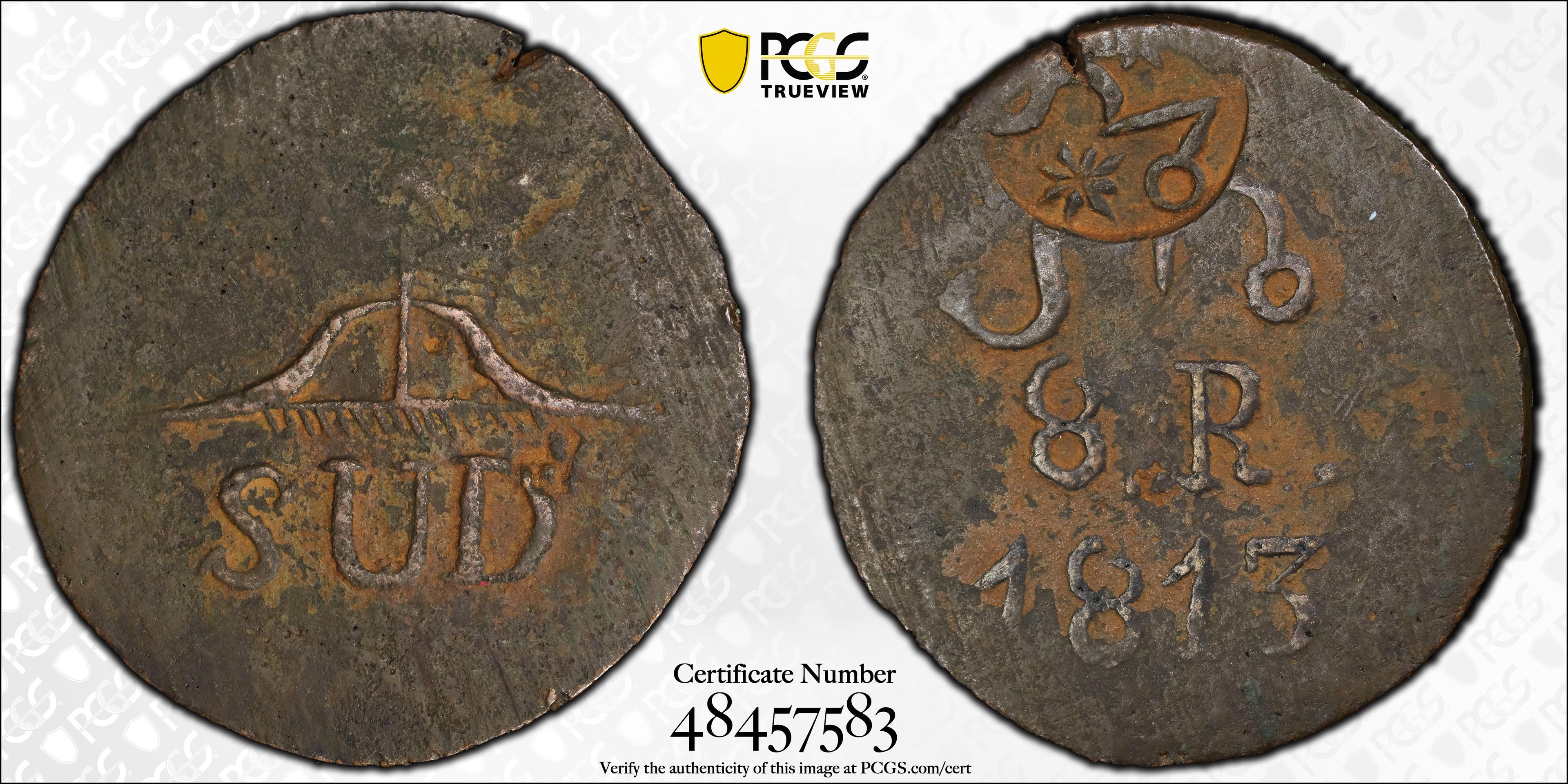 Certified 1813 Mexico Morales SUD copper 8 real