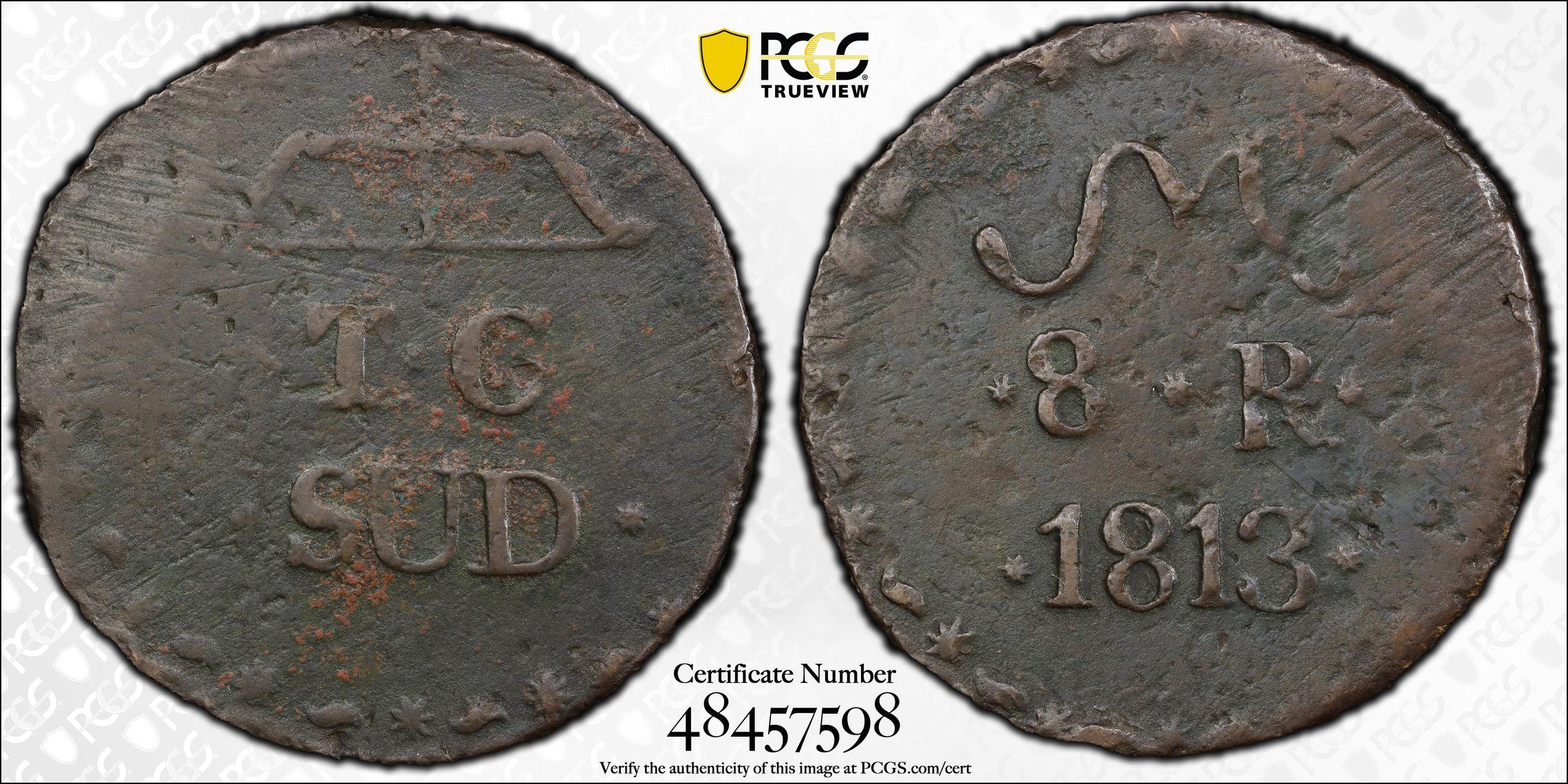 Certified 1813 Mexico Morales SUD Oaxaca copper 8 real