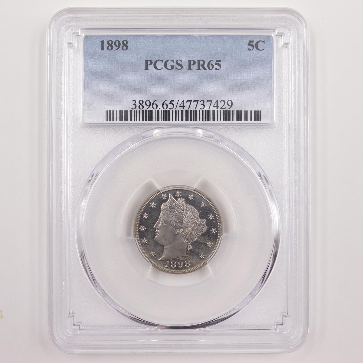 Certified 1898 proof U.S. "V" nickel