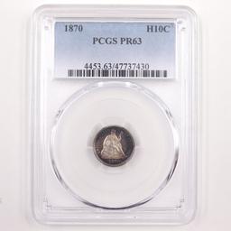 Certified 1870 proof U.S. seated Liberty half dime