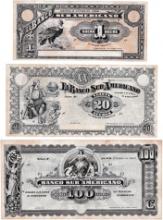 Lot of 3 1920 Ecuador remnant banknotes