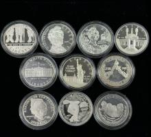 Lot of 10 different certified proof U.S. commemorative silver dollars