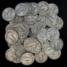 Roll of 50 average circulated U.S. standing Liberty quarters
