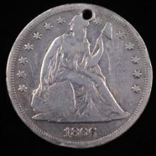 1866 U.S. seated Liberty dollar