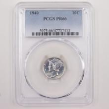 Certified 1940 proof U.S. Mercury dime