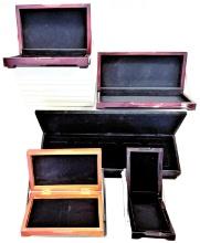 Lot of 15 estate hinged wooden display cases