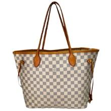 Authentic Estate Louis Vuitton Damier Azur Neverfull MM Neutral canvas lining