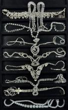 Lot of 9 pieces of vintage & estate rhinestone fashion jewelry