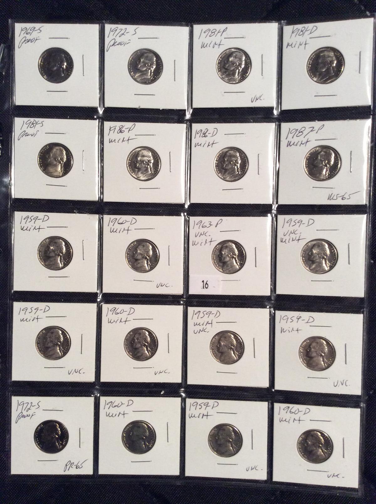 20 Jefferson Nickels UNC