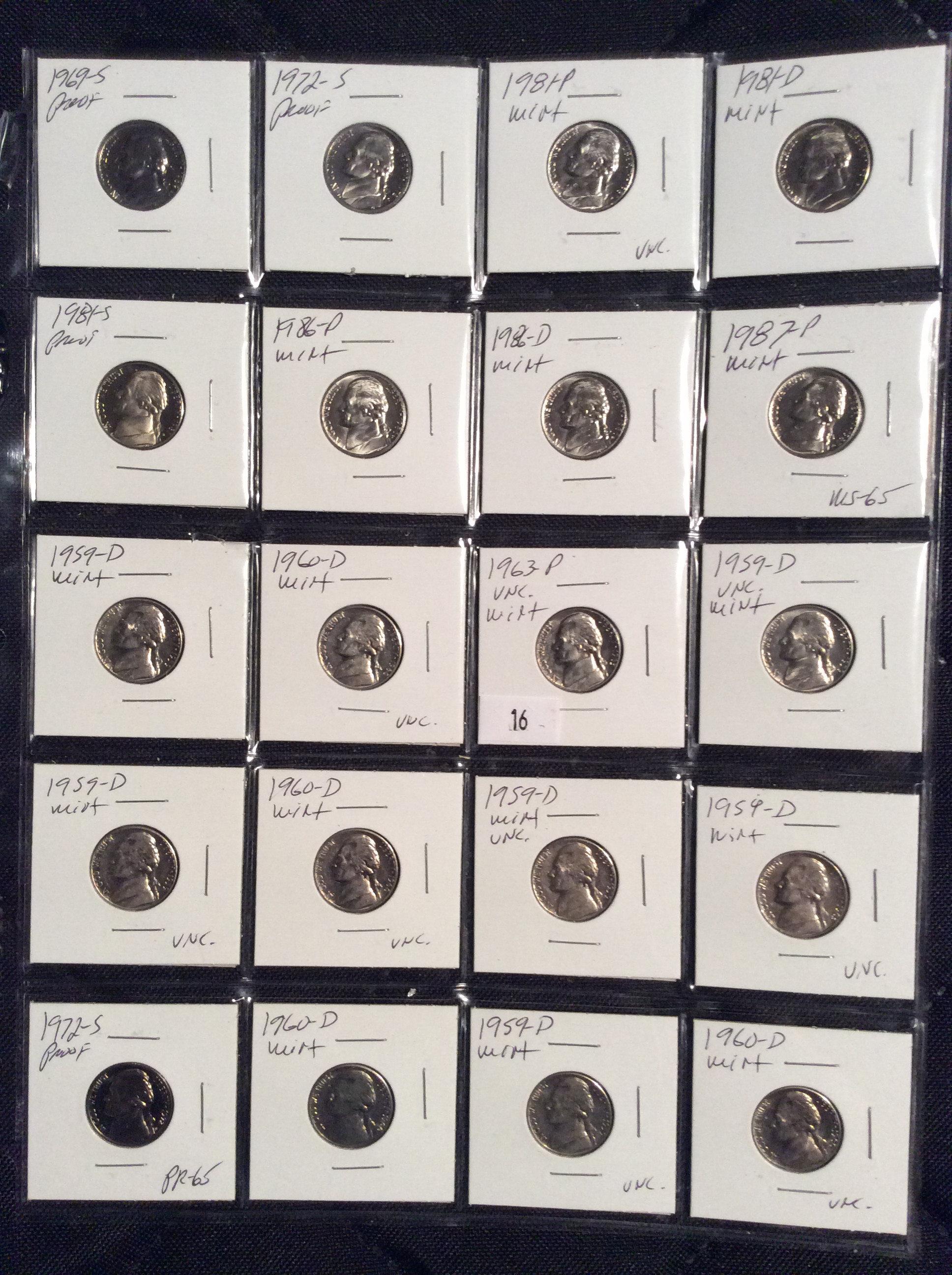 20 Jefferson Nickels UNC