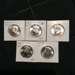 5 Kennedy Half Dollars Mint