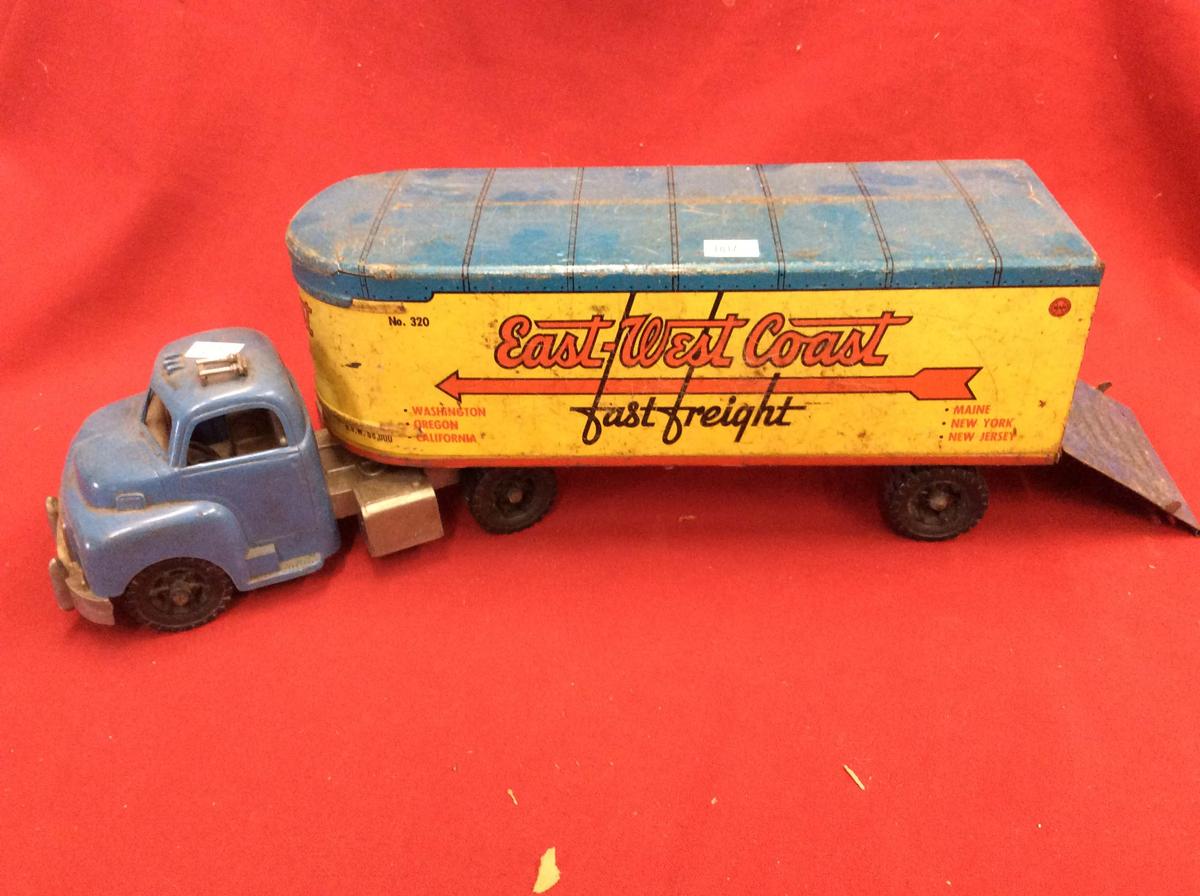 Marx East West Coast Semi, Plastic Tractor, Steel Trailer