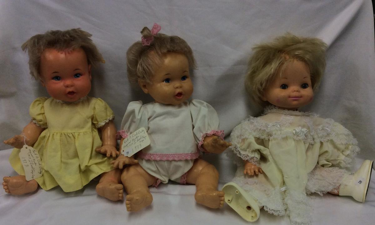 2 1973 Ideal Rub A Dub Baby Dolls, 1976 Mattel Baby Doll