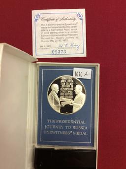 The Presidential Journey to Russia Eyewitness Medal, Solid Sterling Silver