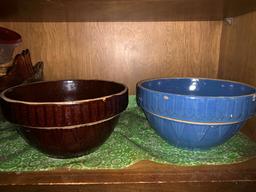 Brown Crock Bowl, left in photo