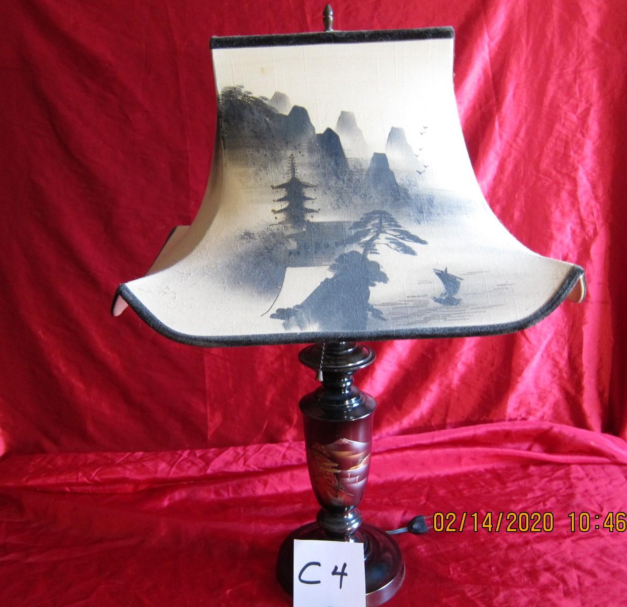 Japan Brass Lamp Metal Etched Occupied Era