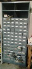 Metal Organizer (36 X 67 X 18) with Contents inc. electronic components, plumbing fittings, ejector