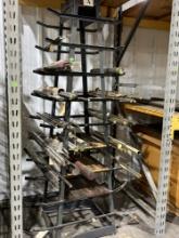 Steel stock rack 26x26x80" includes steel stock, with EXCEPTION of brass stock on right side