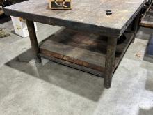 Steel work table with wood top 42x53"
