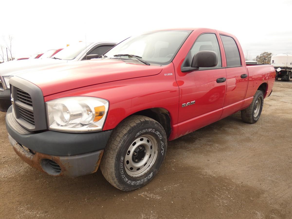 2008 Dodge 1500 4 Door Pickup, SN:1D7HA18N78J203257, Gas, Auto, Short Bed,