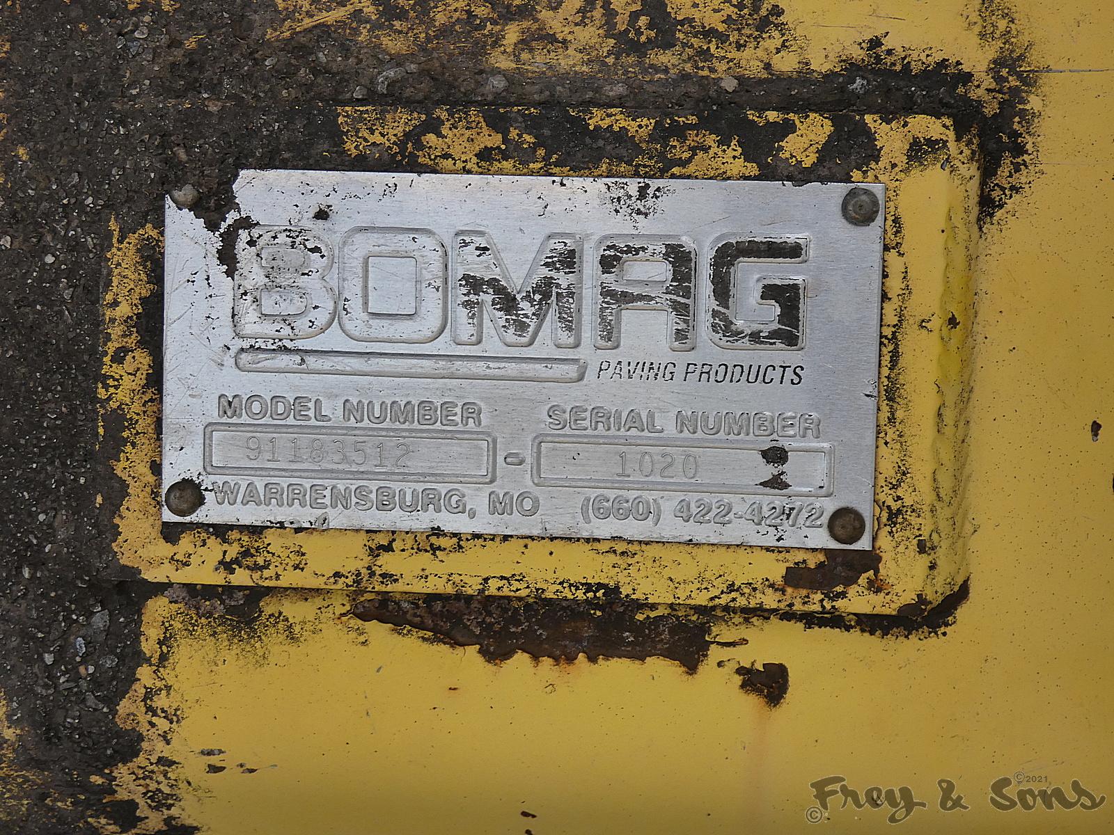 Bomag 815-2 Asphalt Paver, SN:1020, Model:91183512, 8'-15' Ext. Screed, Die