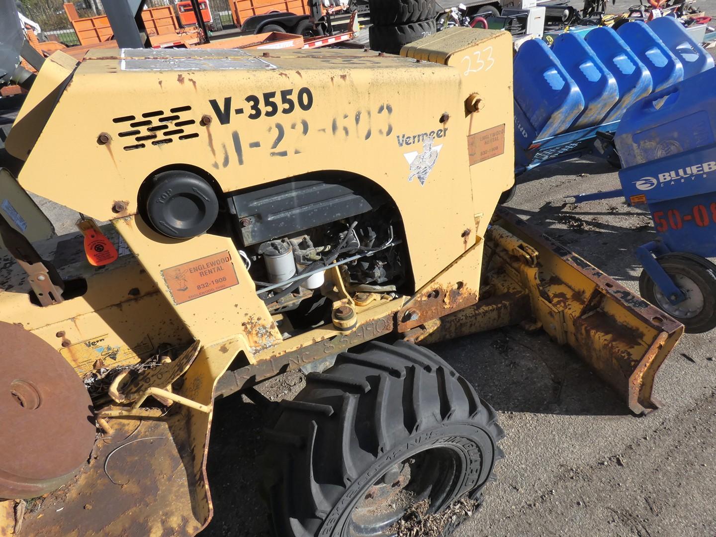 Vermeer V3550 RT Trencher, SN:382, Duetz Diesel (not running), Rear trenche