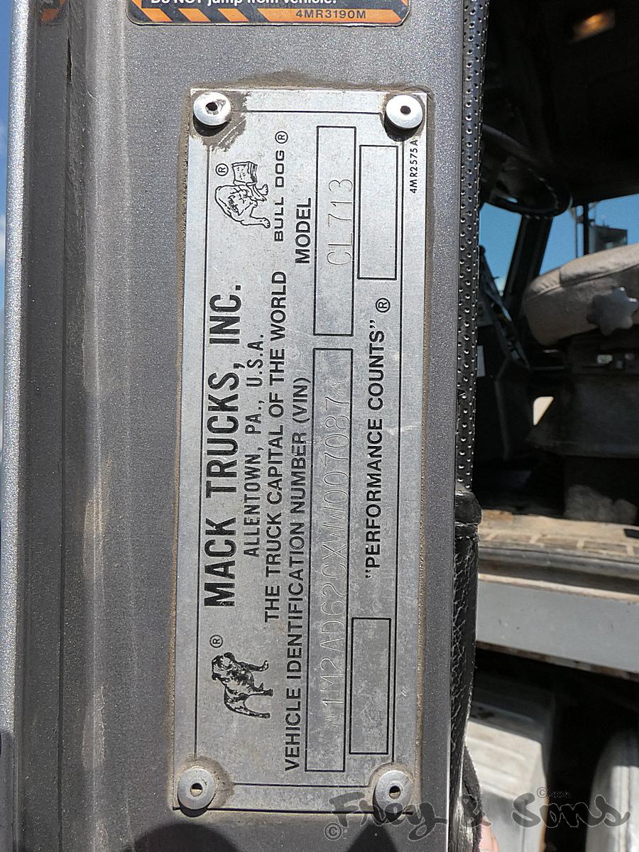 1998 Mack CL713 5-Axle Dump Truck, SN:1M2AD62CXWW007087, Mack E7-460, Mack