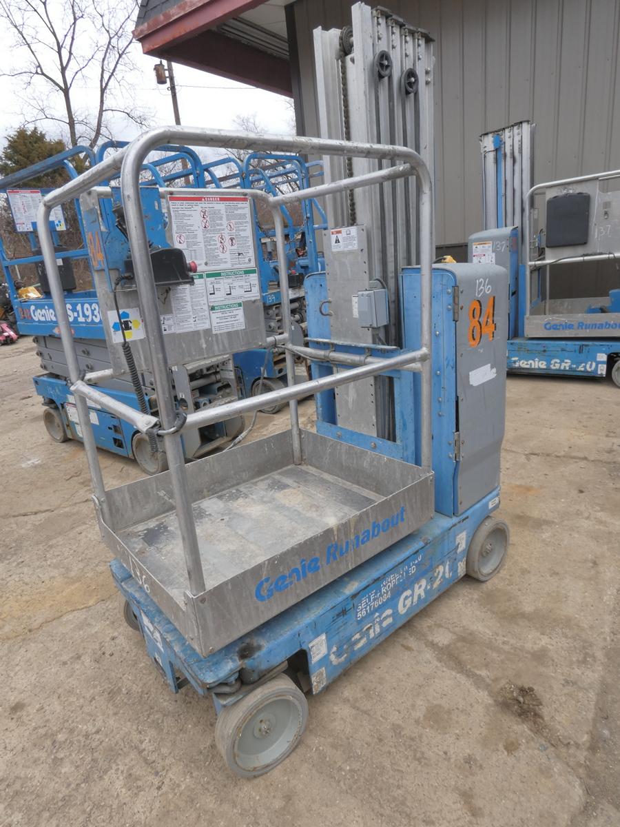 2011 Genie GR20 Vertical Lift, SN:GR11-18604, 423.9 hrs.