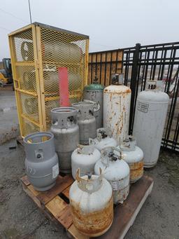 (Lot change - new photos) Lot of LP Tanks: Lg, Small & Forklift, and Storage Cage