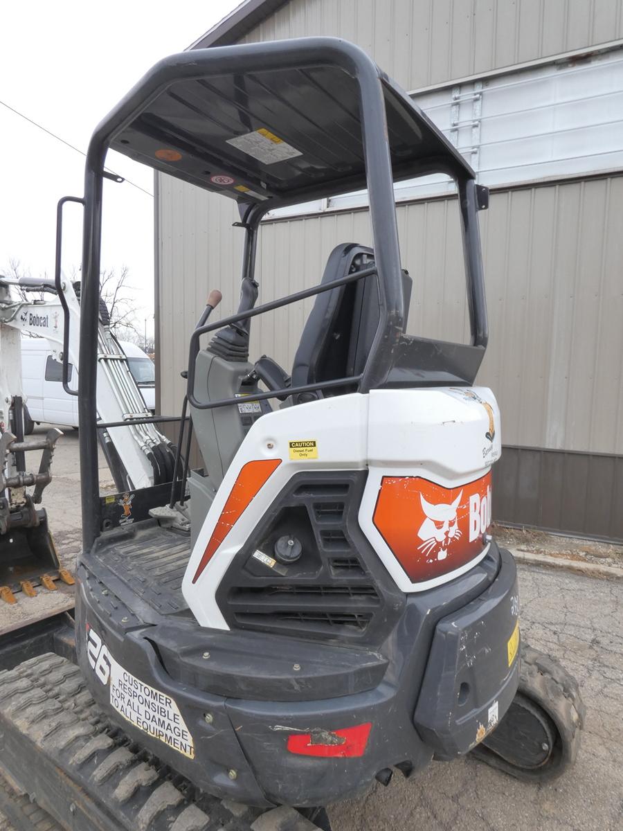 Bobcat E26 Mini Excavator, SN:B45911400, Kubota Diesel, ROPS, Aux. Hyd, QT