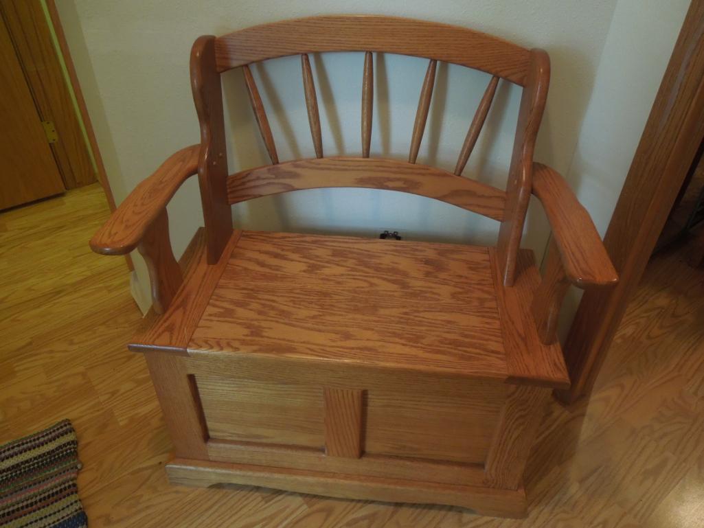 Oak bench with storage