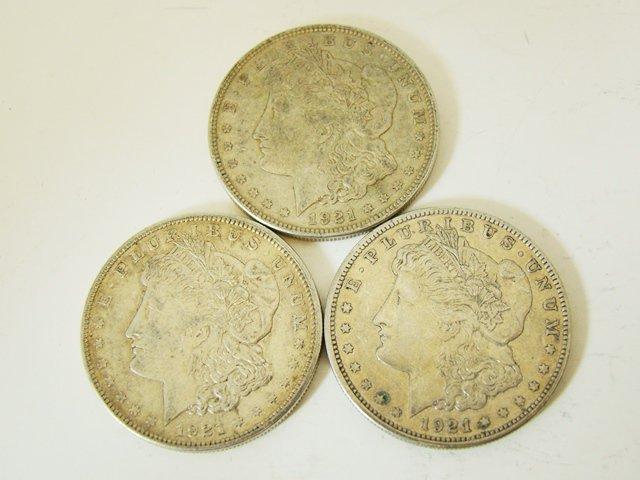 3 1921-P MORGAN DOLLARS