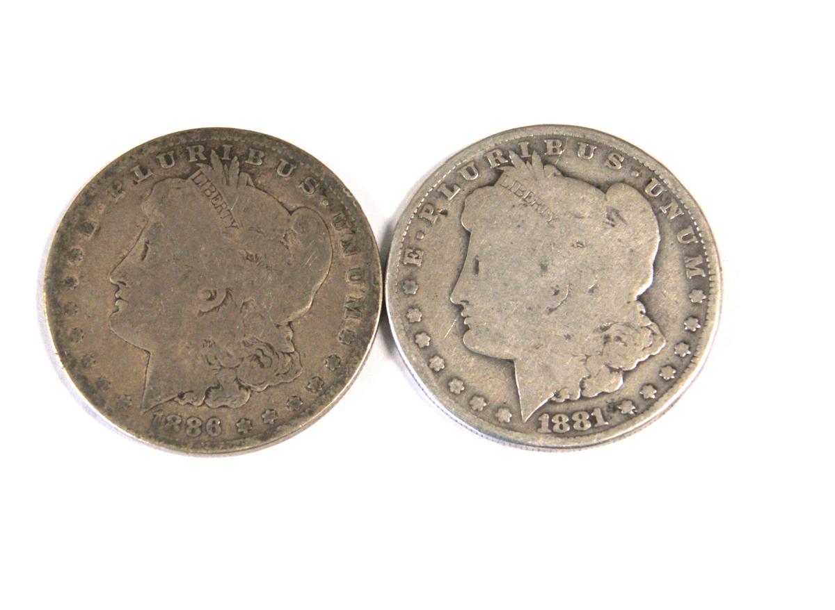 1881-S & 1886-O MORGAN SILVER DOLLARS