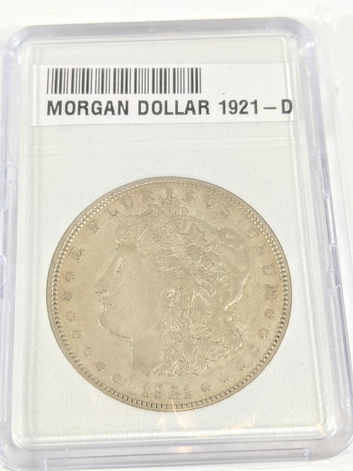 SLABBED MORGAN SILVER DOLLAR 1921-D